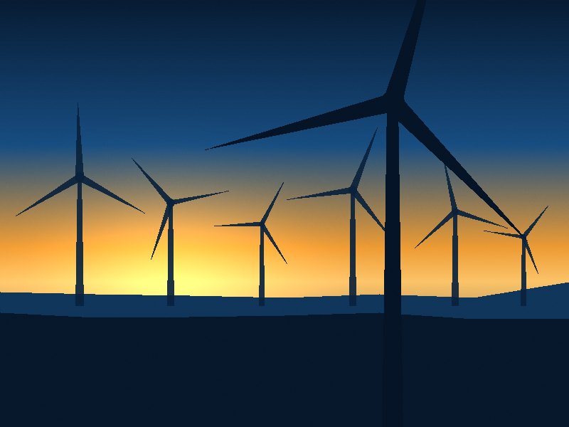 Turbines on open land